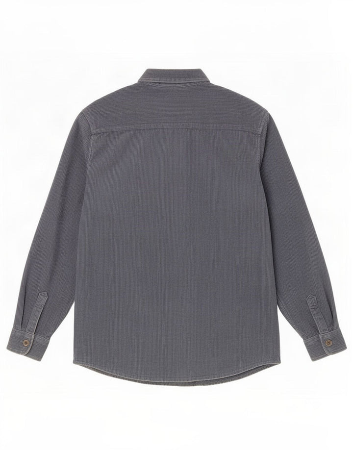 Zara Camisa masculina de veludo cotelê azul médio algodão