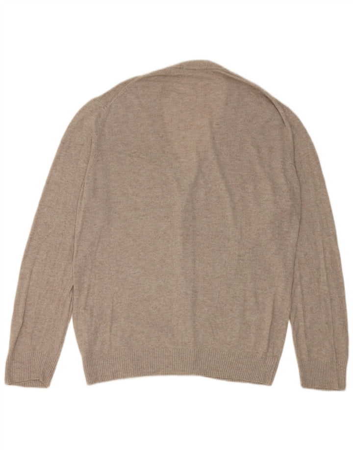 Suéter cardigã masculino Zara grande viscose manchada cinza