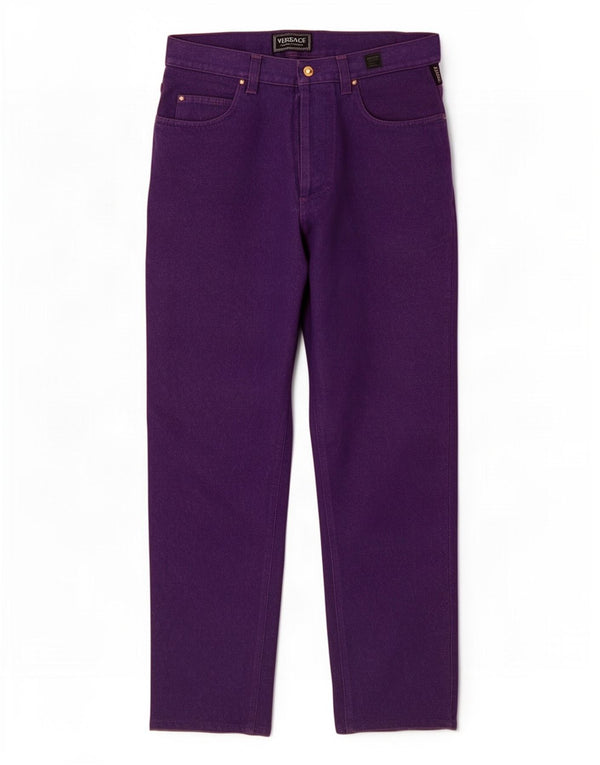 Versace Mens Straight Jeans W34 L33 Purple Cotton