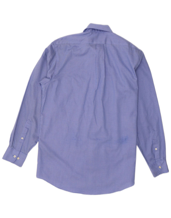 Camisa masculina Chaps tamanho 15 1/2 algodão xadrez azul médio
