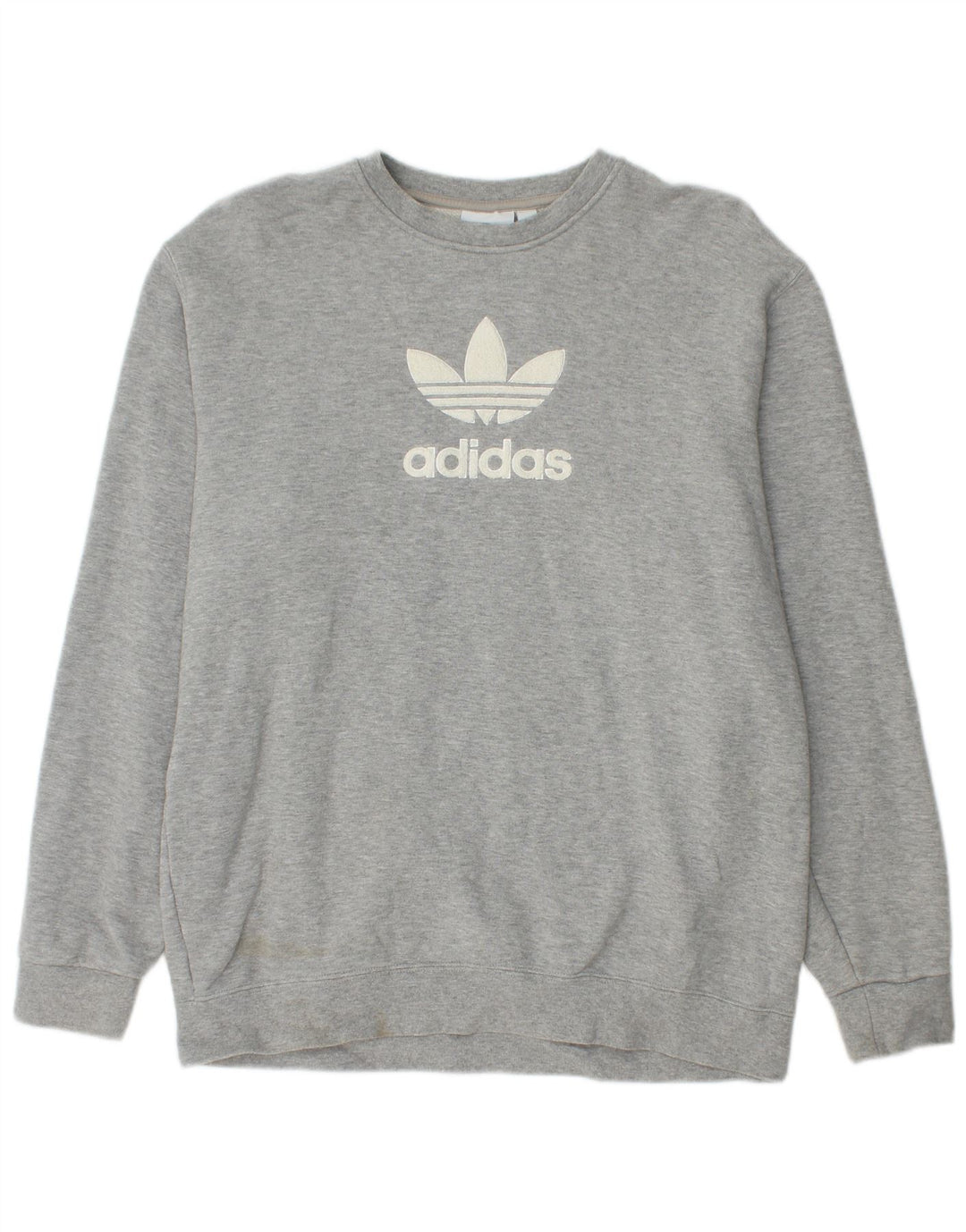 ADIDAS Mens Graphic Moletom Jumper Médio Cinza Algodão Flecked