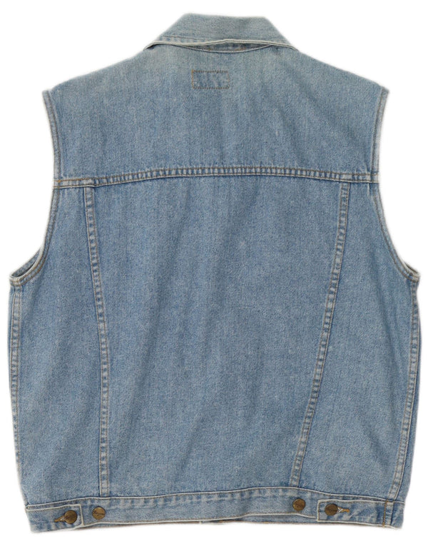 Colete jeans masculino vintage UK 40 algodão azul grande