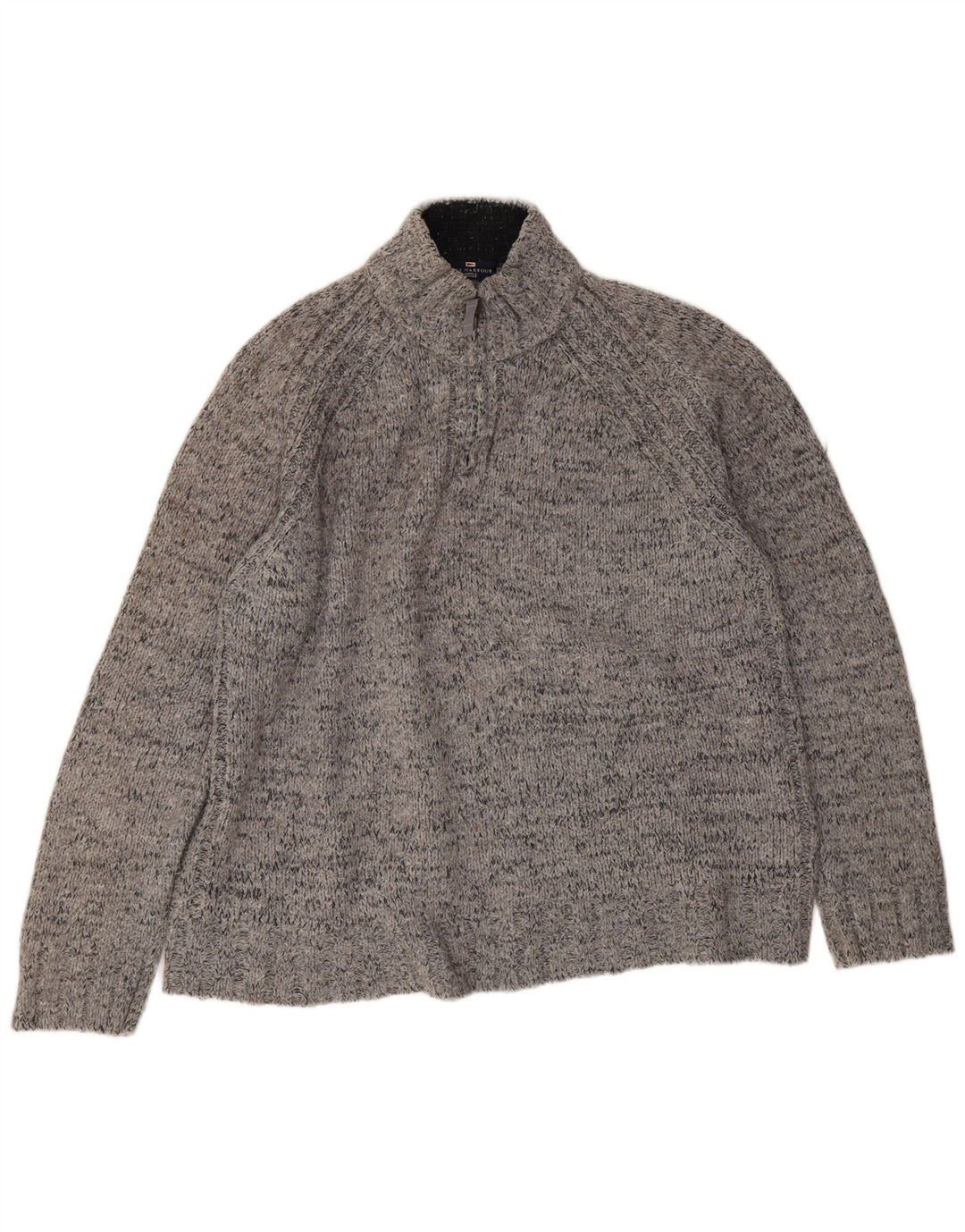 Suéter masculino Marks & Spencer Blue Harbor com zíper e gola XL cinza manchado