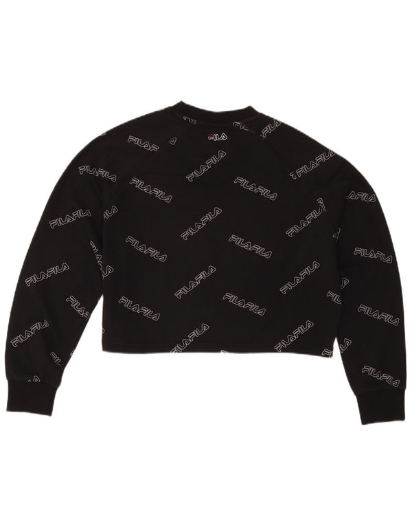 Fila moletom feminino oversized gráfico crop jumper UK 10 pequeno preto