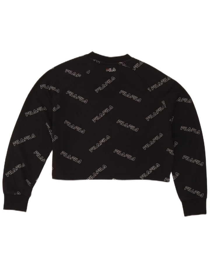 Fila moletom feminino oversized gráfico crop jumper UK 10 pequeno preto