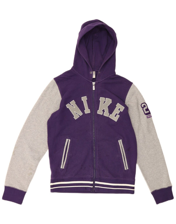 Suéter Nike masculino com capuz e zíper gráfico pequeno roxo colorido de algodão