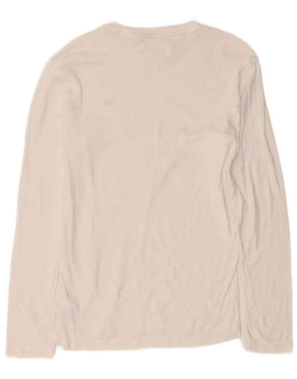 Tommy Hilfiger Top masculino de manga comprida grande algodão branco