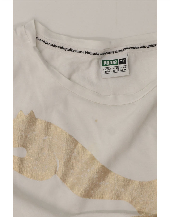 Camiseta feminina PUMA com estampa gráfica UK 12 médio branco