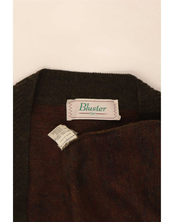 Suéter cardigã masculino Bluster grande cáqui lã Fair Isle