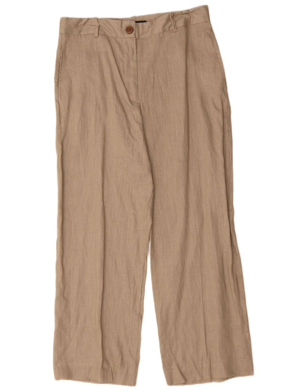 Zara Calça Chino Feminina Solta Fit Grande W30 L27 Linho Bege