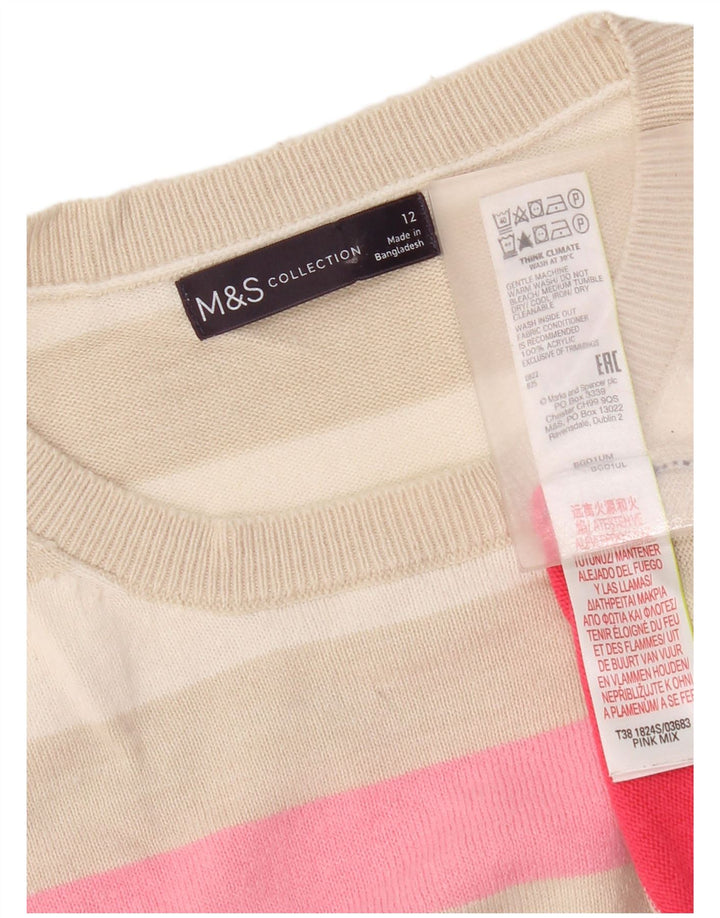 Suéter feminino Marks & Spencer com gola redonda Reino Unido 12 médio multicolorido