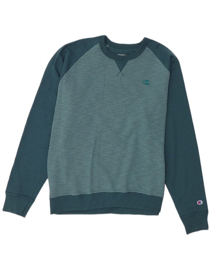 Champion moletom masculino jumper XL azul colorblock algodão
