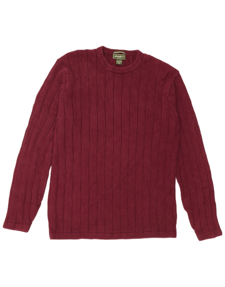 Suéter masculino Eddie Bauer com gola alta e gola redonda, algodão médio vinho