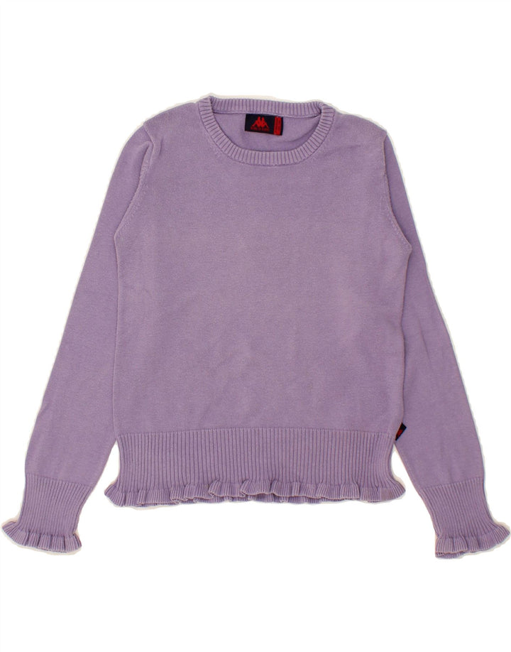 KAPPA Girls Boat Neck Jumper Sweater 7-8 Years Medium Purple Cotton Vintage Kappa and Second-Hand Kappa from Messina Hembry 