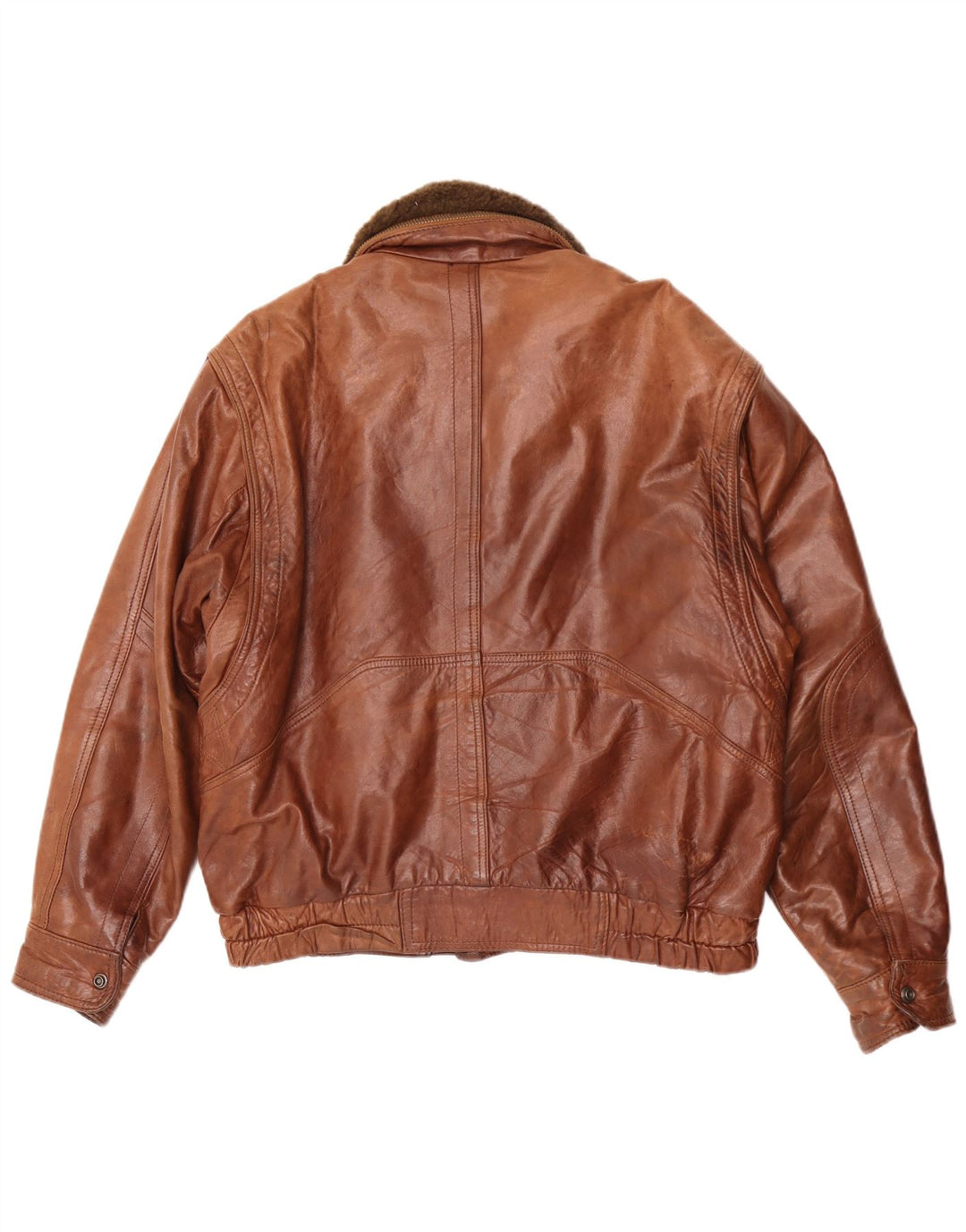 Jaqueta de couro masculina vintage IT 50 grande marrom