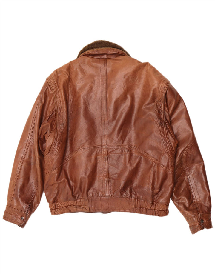 Jaqueta de couro masculina vintage IT 50 grande marrom