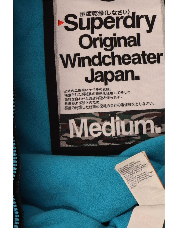 Jaqueta corta-vento masculina Superdry com capuz e blusão UK 38 médio preto
