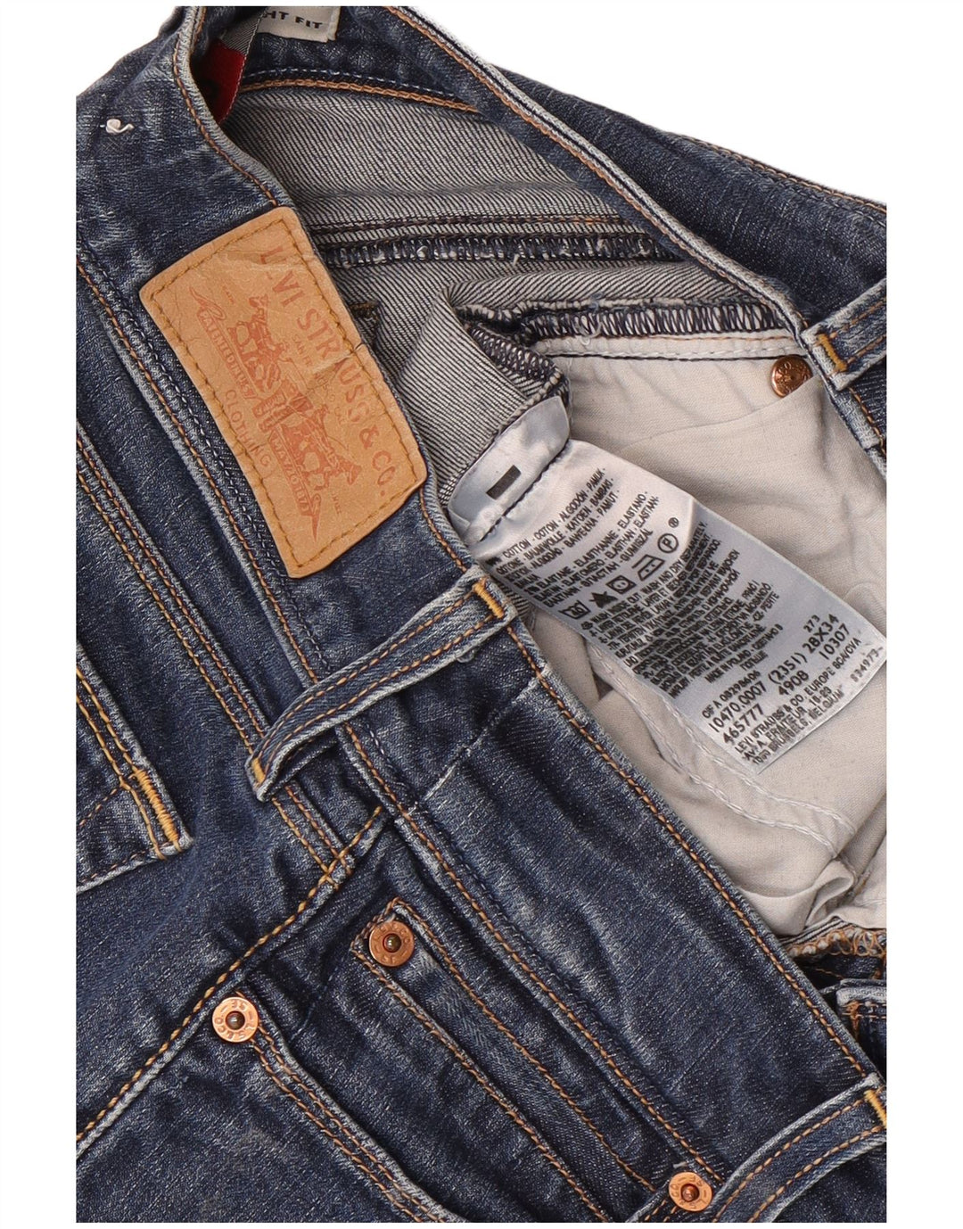 Calça jeans feminina Levi's 470 Straight W28 L34 azul algodão
