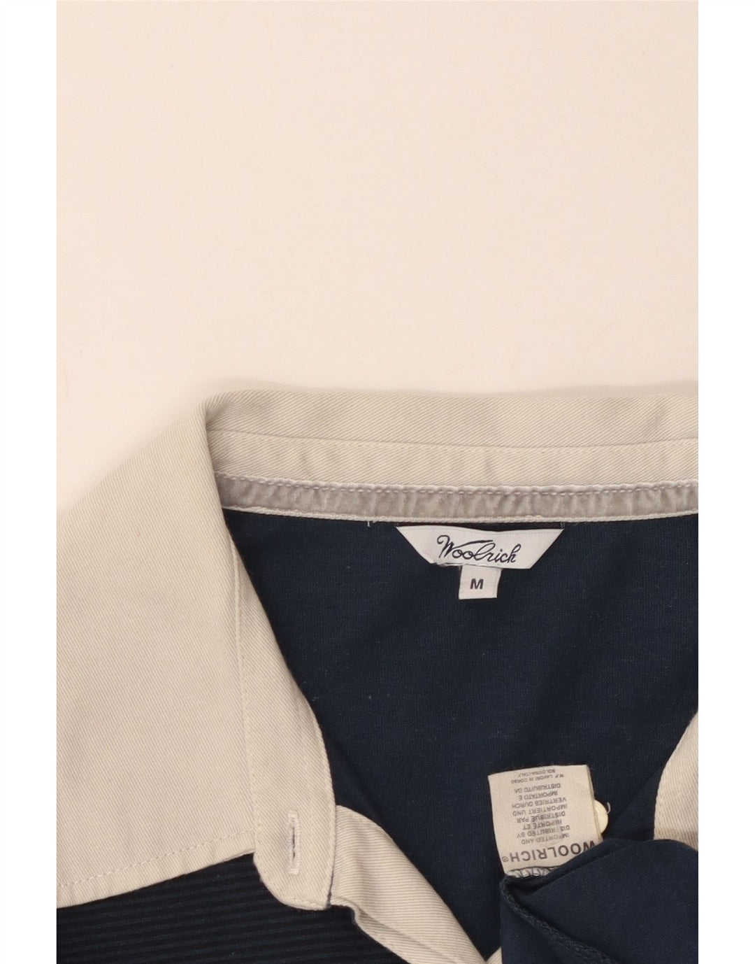 Camisa polo feminina de rugby Woolrich UK 12 algodão azul marinho médio