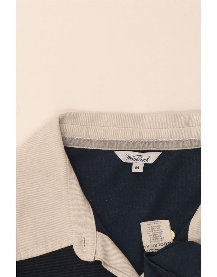 Camisa polo feminina de rugby Woolrich UK 12 algodão azul marinho médio