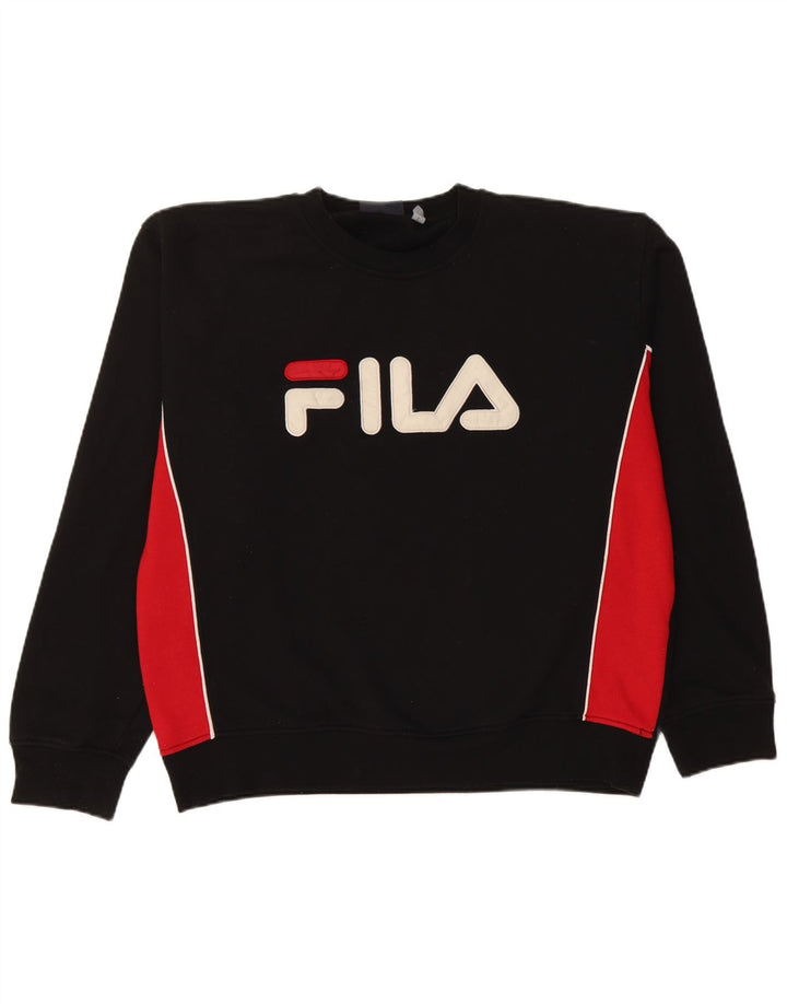 Fila moletom gráfico masculino jumper grande preto colorblock poliéster