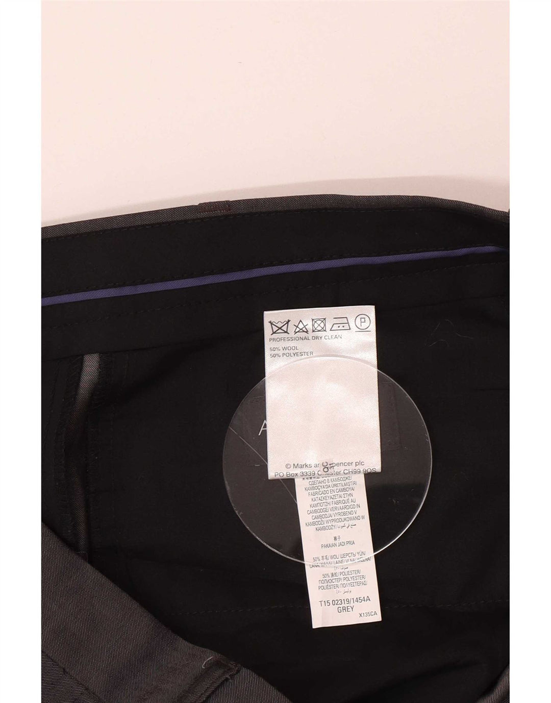 Calça masculina Marks & Spencer Autograph Straight Suit W36 L31 Lã Cinza
