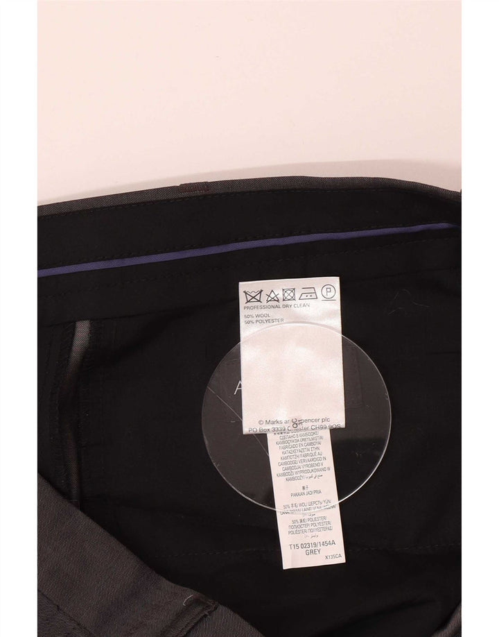 Calça masculina Marks & Spencer Autograph Straight Suit W36 L31 Lã Cinza