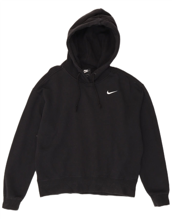 NIKE Womens Oversized Hoodie Jumper UK 10 Pequeno Algodão Preto