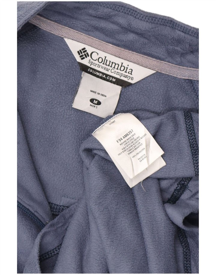 Suéter de lã Columbia masculino com zíper e gola média azul poliéster