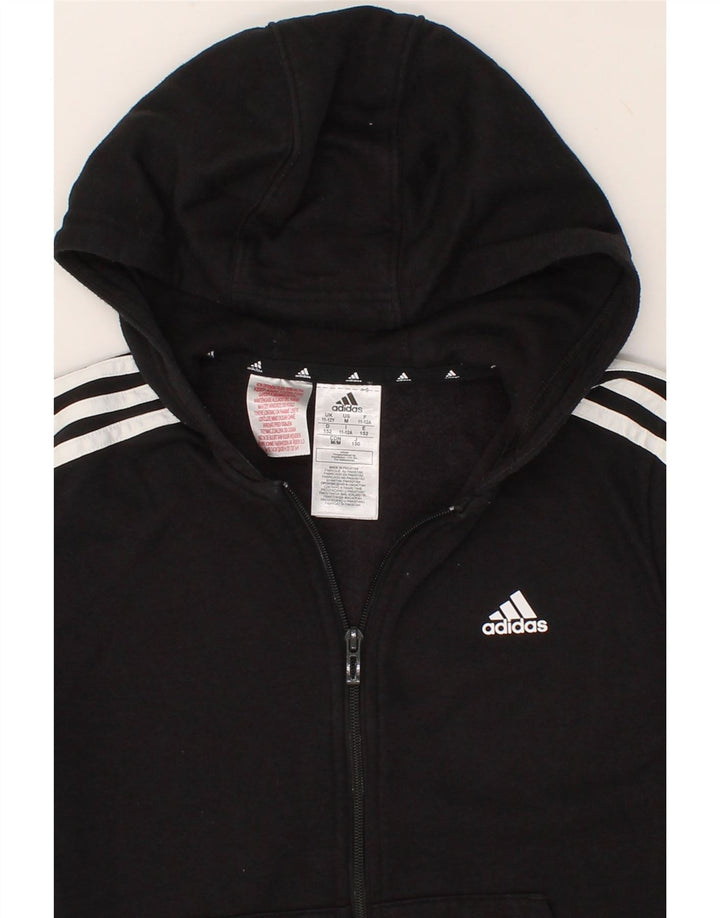 ADIDAS Boys Zip Hoodie Sweater 11-12 Years Black Cotton Vintage Adidas and Second-Hand Adidas from Messina Hembry 
