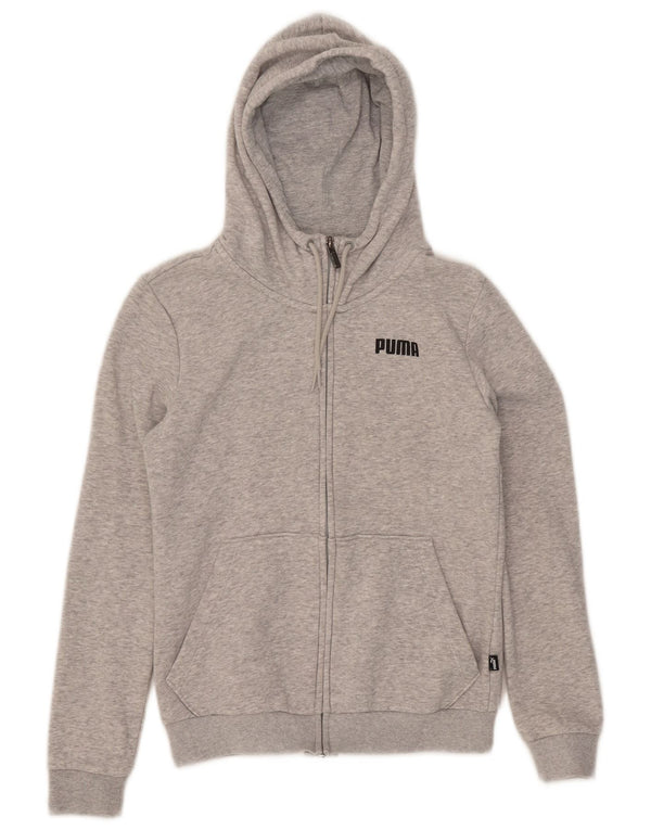 Suéter Puma feminino com capuz e zíper UK 6 XS algodão cinza