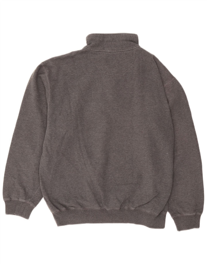 Reebok Mens Zip Neck Moletom Jumper Médio Cinza Algodão