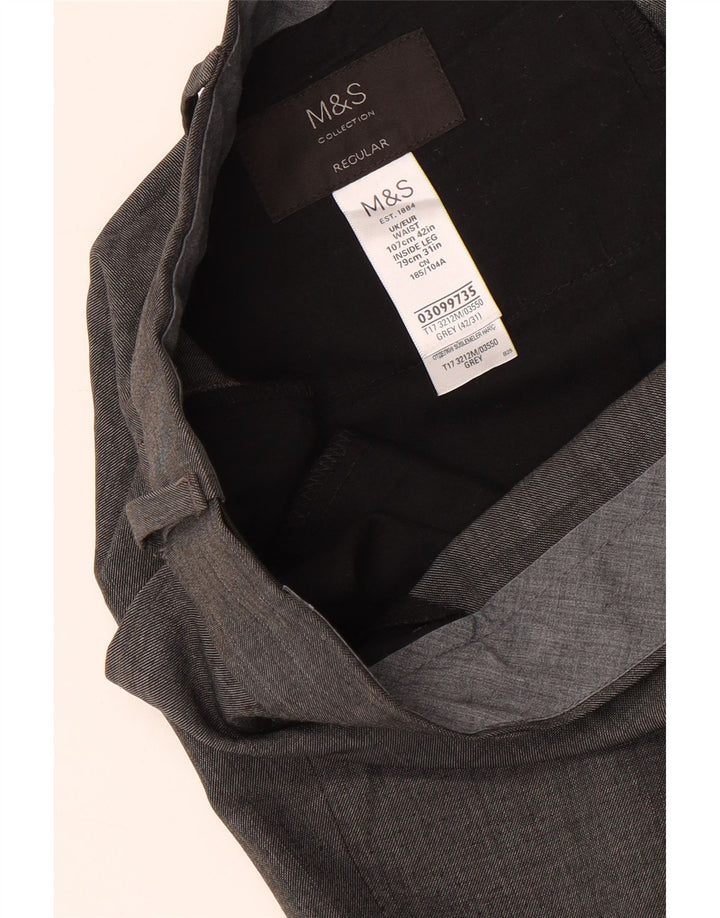 Calça masculina de terno reto MARKS & SPENCER W42 L31 poliéster cinza