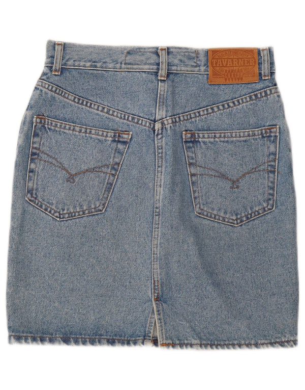 Mini saia jeans feminina Tavarner W30 algodão azul médio