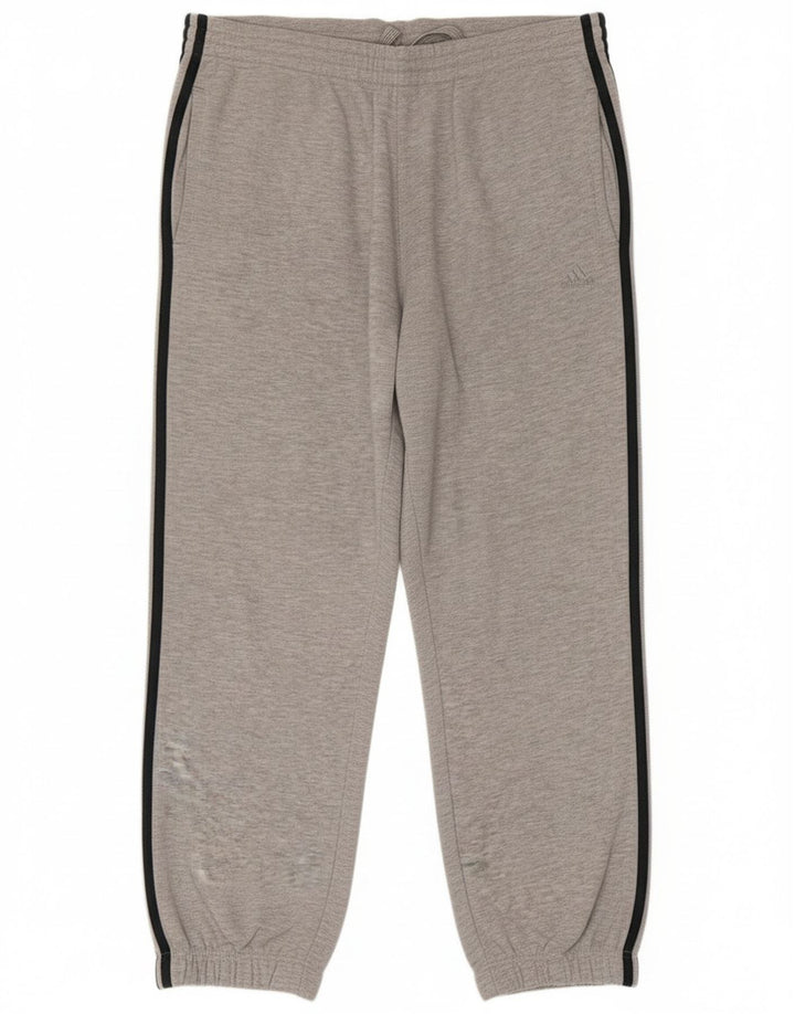 Calças de treino masculinas Adidas Joggers grandes de algodão cinza