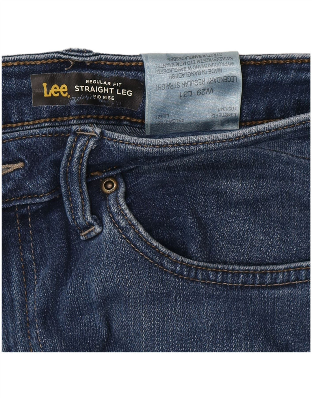 Calça jeans feminina LEE cintura média regular fit reta W29 L31 algodão azul