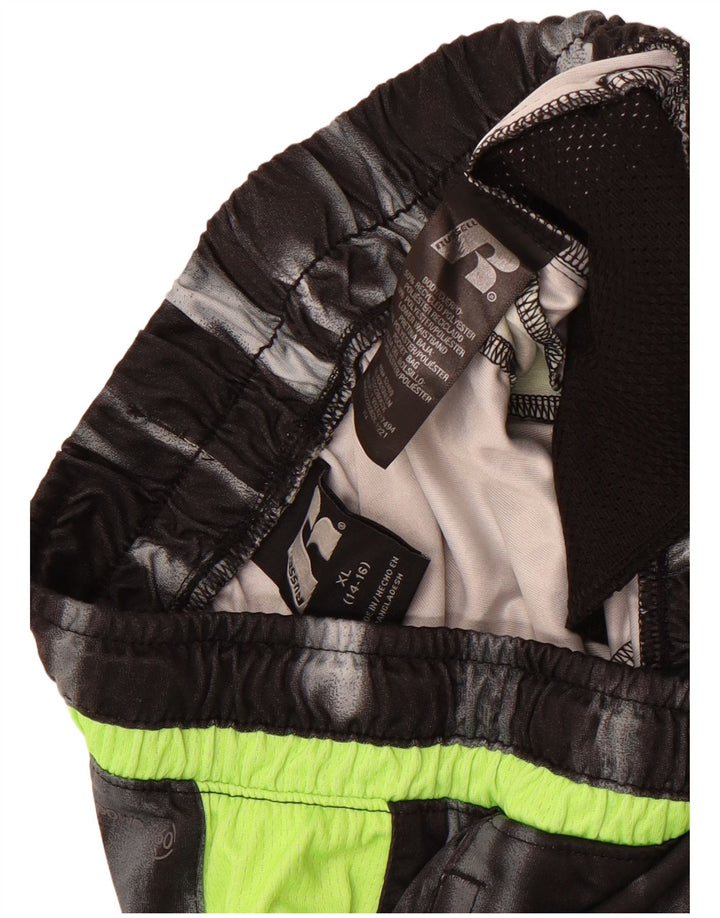 Shorts esportivos Russell Athletic Boys 14-15 anos XL preto tie-dye poliéster