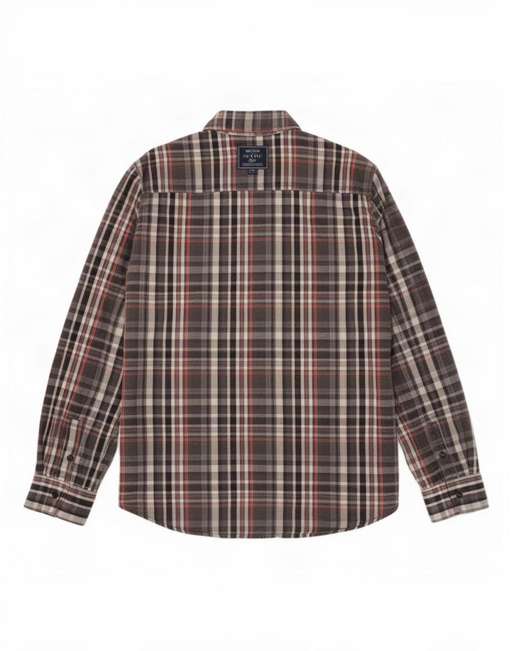 Camisa de flanela masculina Timberland média 15-16 anos algodão xadrez cinza
