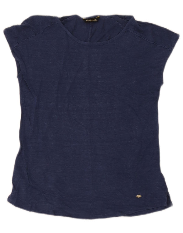 Camiseta feminina Massimo Dutti UK 6 XS azul marinho manchado