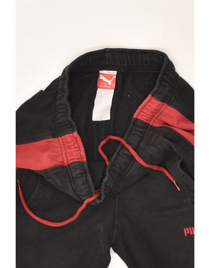 PUMA Mens Tracksuit Trousers Small Black Colourblock Cotton | Vintage Puma | Thrift | Second-Hand Puma | Used Clothing | Messina Hembry 
