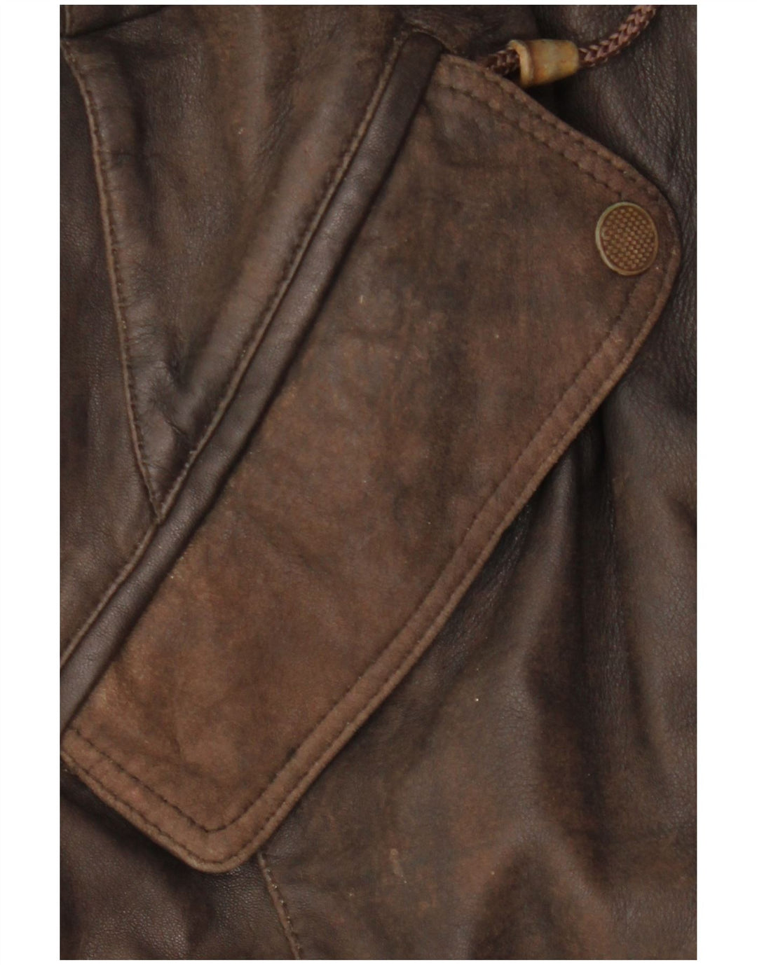 Casaco feminino de couro com capuz VINTAGE EU 38 couro marrom médio