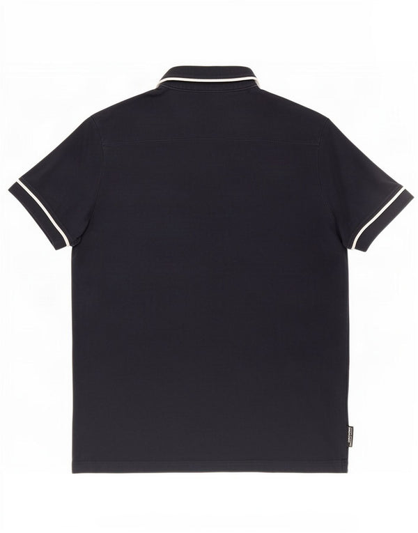 Camisa polo masculina French Connection de algodão azul marinho médio