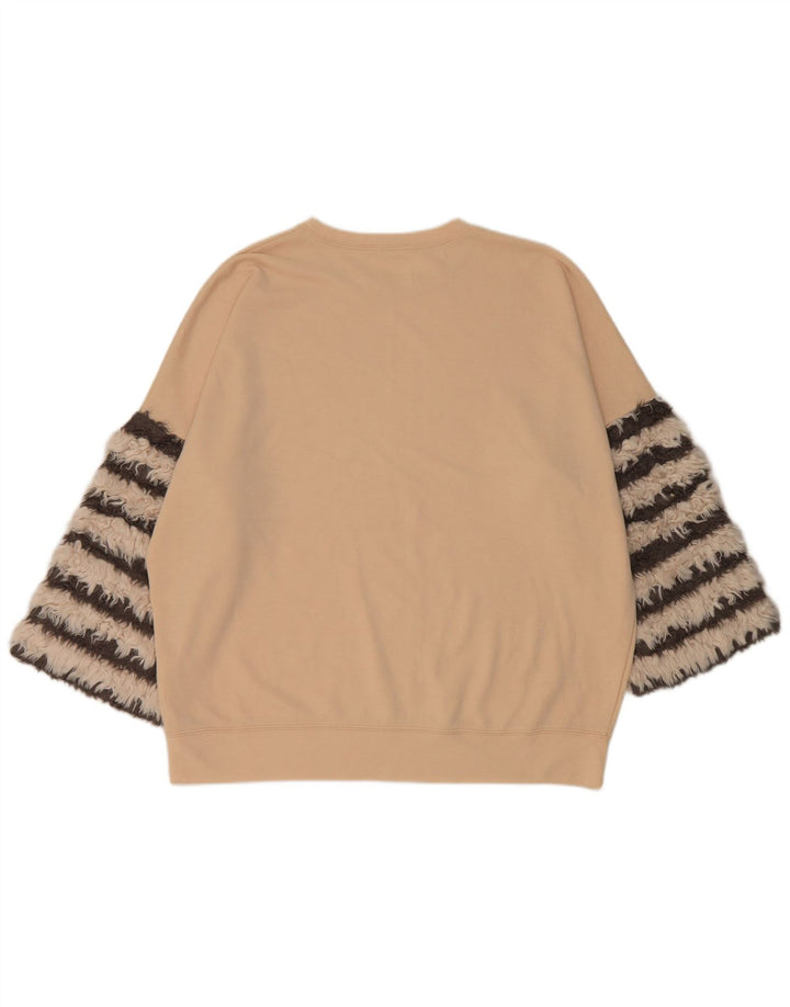 Zara Suéter feminino oversized manga 3/4 Reino Unido 14 médio bege