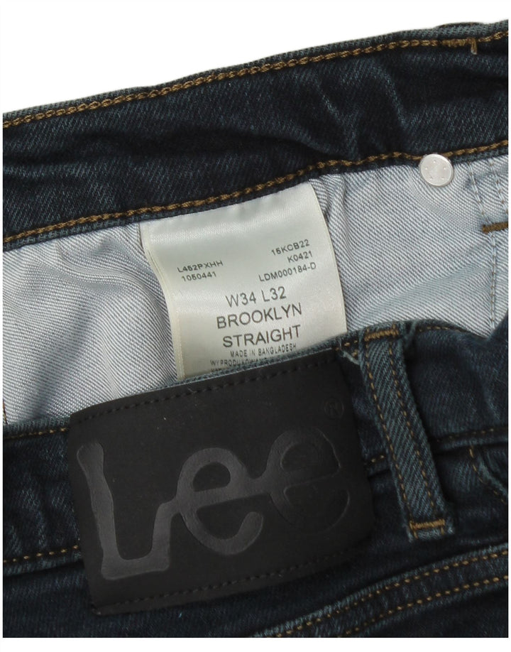 LEE Masculino Brooklyn Straight Jeans W34 L32 Azul Algodão