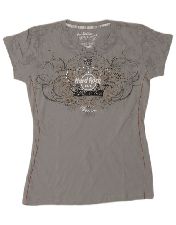 Camiseta feminina HARD ROCK CAFE Venice Graphic UK 10 algodão cinza pequeno