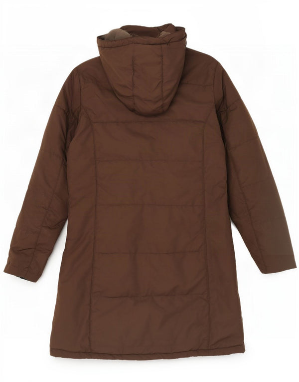 Casaco acolchoado com capuz feminino Jack Wolfskin Reino Unido 12/14 poliéster marrom médio