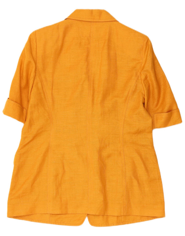 Jaqueta blazer aberta de manga curta feminina Michel Crouzet IT 48 XL laranja linho