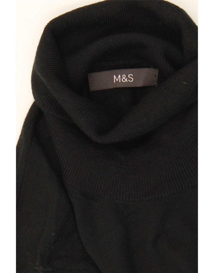 Suéter masculino Marks & Spencer com gola redonda, lã merino preta média