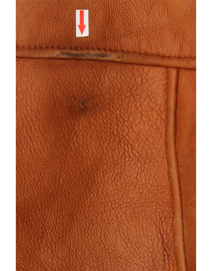 Jaqueta masculina vintage de shearling IT 56 3XL marrom shearling