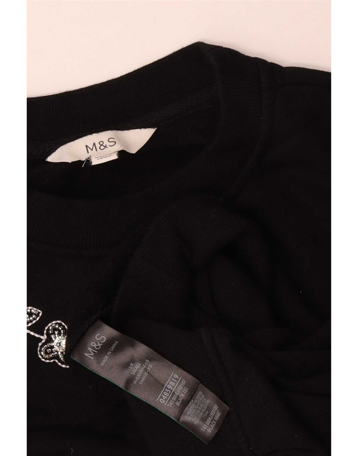 Suéter feminino grande Marks & Spencer UK 10 pequeno floral preto
